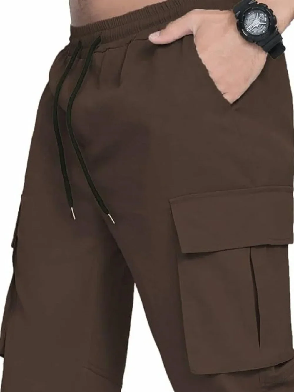 Men's Cargo Jogger Style Streetwear Elastic Waist Comfort XL Brown